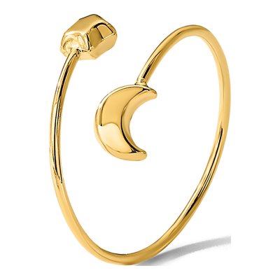 14K Yellow Gold Moon Star Adjustable Bypass Ring – view 7