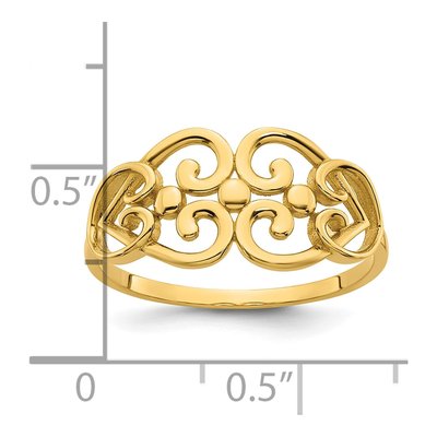 14K Yellow Gold Cut-Out Hearts Ring – view 6
