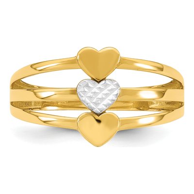 14K Yellow Gold Three Hearts Ring – view 5