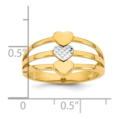14K Yellow Gold Three Hearts Ring – view 6