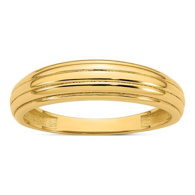 14K Yellow Gold Grooved Ring
