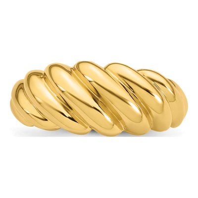 14K Yellow Gold Twisted Domed Ring – view 5