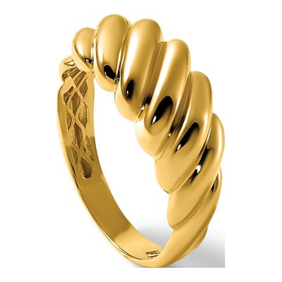14K Yellow Gold Twisted Domed Ring – view 8