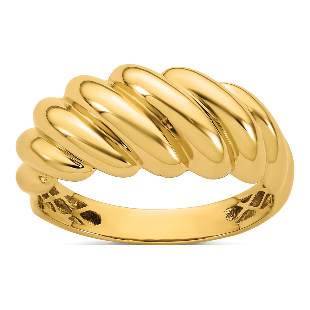 14K Yellow Gold Polished Twisted Graduated Domed Size 7 Ring