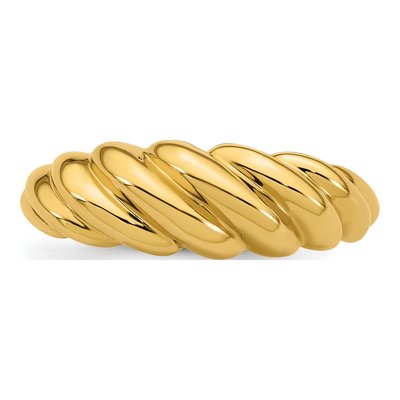 14K Yellow Gold Twisted Domed Ring – view 5