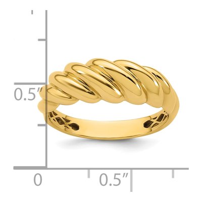 14K Yellow Gold Twisted Domed Ring – view 6