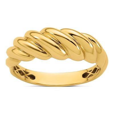 14K Yellow Gold Twisted Domed Ring
