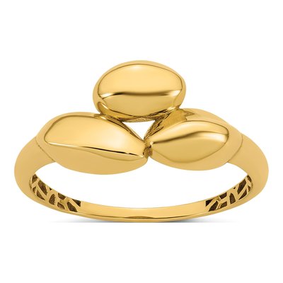 14K Yellow Gold Trio Domed Ring