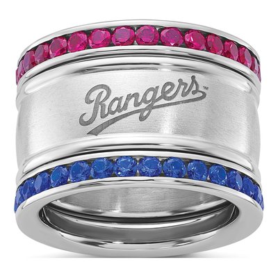 Texas Rangers Crystal Stacked Ring Set