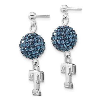 Texas Rangers Sterling Silver Blue Crystal Earrings – view 2