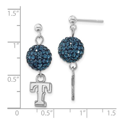 Texas Rangers Sterling Silver Blue Crystal Earrings – view 3