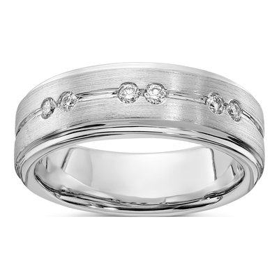 Men's 10K White Gold 1/5 ct tw Diamond Wedding Band