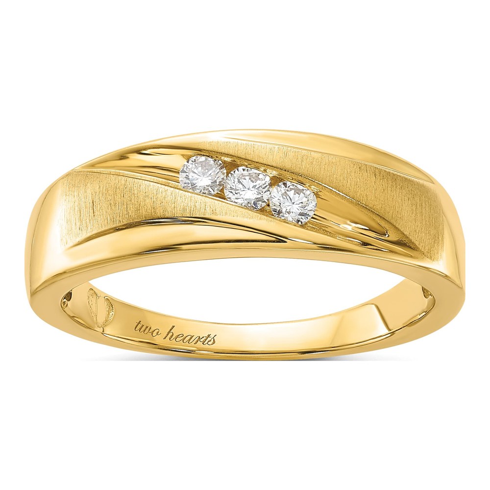 Men's 10K Yellow Gold Diamond Curved Wedding Band