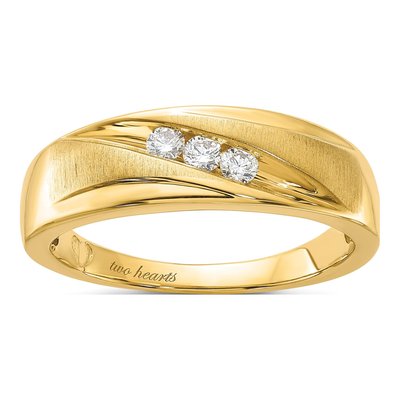 Men's 10K Yellow Gold 1/5 ct tw Diamond Curved Wedding Ring