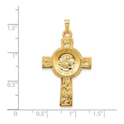 14K Yellow Gold St. Anthony Cross Medal Pendant – view 4