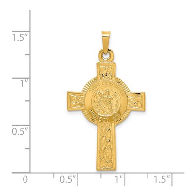 14K Yellow Gold St Christopher Cross Pendant – view 5