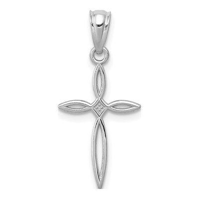 14K White Gold Passion Cross Pendant