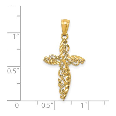 14K Yellow Gold Scroll Cross Pendant – view 4