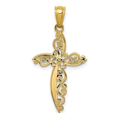14K Yellow Gold Scroll Cross Pendant – view 5