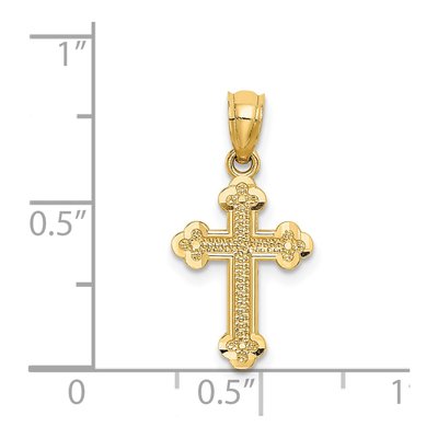 14K Yellow Gold Small Budded Cross Charm – view 4