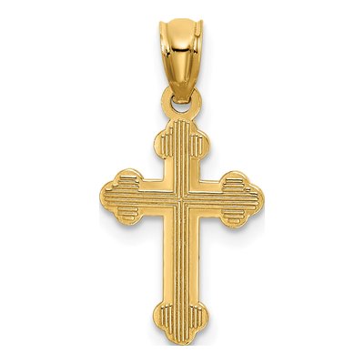 14K Yellow Gold Small Budded Cross Charm – view 5