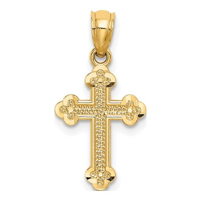 14K Yellow Gold Small Budded Cross Charm
