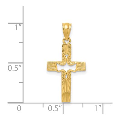 14K Yellow Gold Dove Cross Pendant – view 4