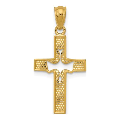 14K Yellow Gold Dove Cross Pendant – view 5