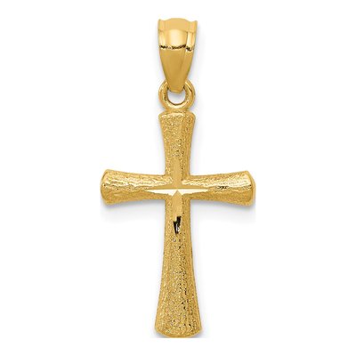 14K Yellow Gold Diamond-Cut Cross Pendant