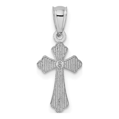 14K White Gold Budded Cross Pendant – view 4