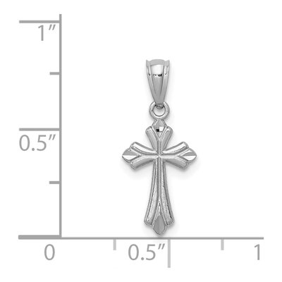 14K White Gold Budded Cross Pendant – view 5