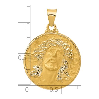 14K Yellow Gold Head of Christ Medal Pendant – view 4