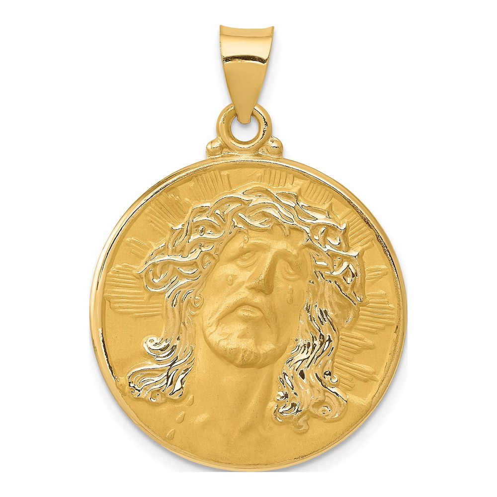 14K Yellow Gold Head of Christ Medal Pendant