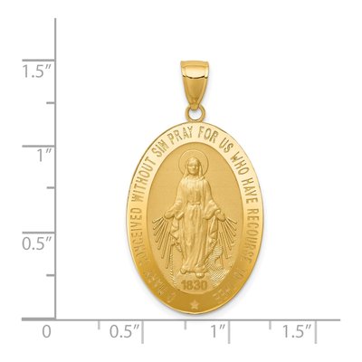 14K Yellow Gold Miraculous Medal Oval Pendant – view 4