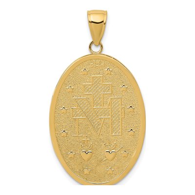 14K Yellow Gold Miraculous Medal Oval Pendant – view 5