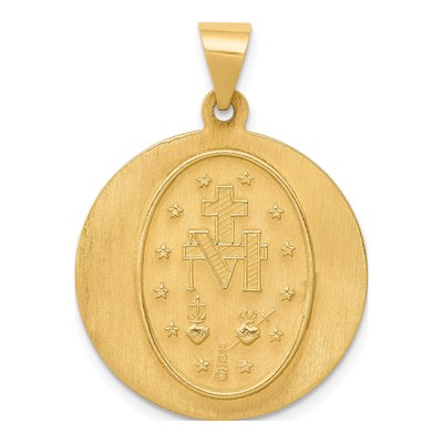 14K Yellow Gold Miraculous Medal Round Pendant – view 4