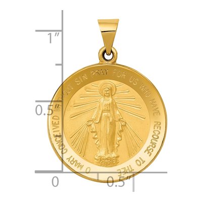 14K Yellow Gold Miraculous Medal Round Pendant – view 5