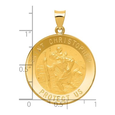 14K Yellow Gold Saint Christopher Medal Hollow Pendant – view 5