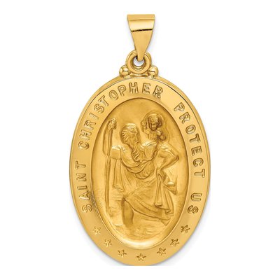 14K Yellow Gold Saint Christopher Medal Pendant