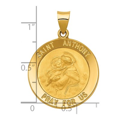 14K Yellow Gold Saint Anthony Medal Hollow Pendant – view 4
