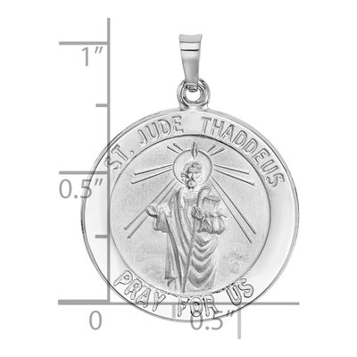 14K White Gold St Jude Thaddeus Medal Pendant – view 4