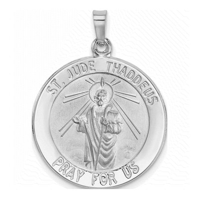 14K White Gold St Jude Thaddeus Medal Pendant