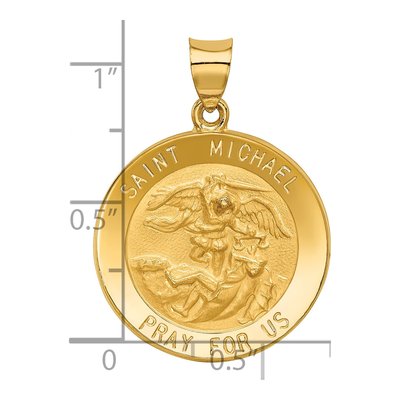 14K Yellow Gold Saint Michael Medal Hollow Pendant – view 4