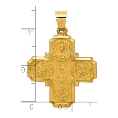 14K Yellow Gold Four-Way Medal Hollow Pendant – view 4