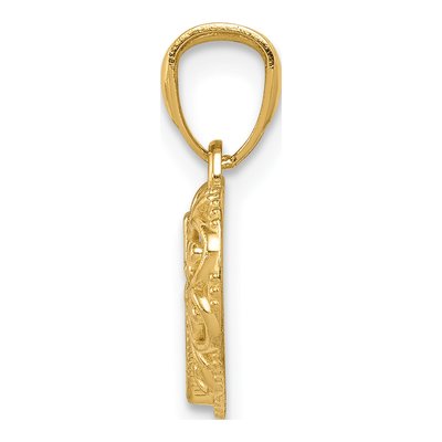 14K Yellow Gold Filigree Heart Cross Pendant – view 3