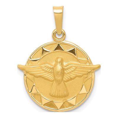 14K Yellow Gold Holy Spirit Medal Pendant