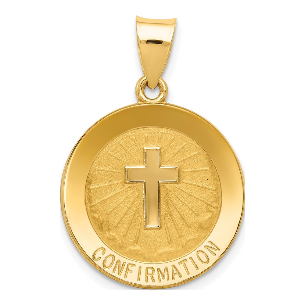14K Yellow Gold Confirmation Cross Medal Pendant