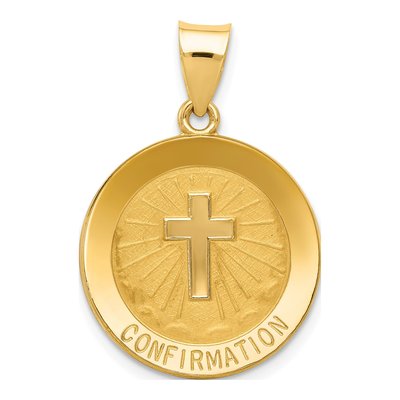 14K Yellow Gold Confirmation Cross Medal Pendant