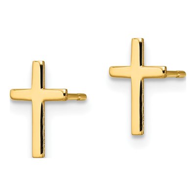 14K Yellow Gold Cross Stud Earrings – view 3
