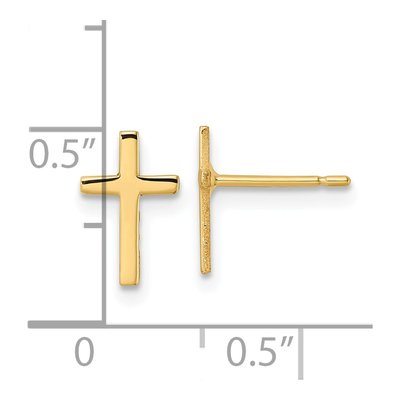 14K Yellow Gold Cross Stud Earrings – view 5